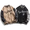 Veste de baseball hip-hop GRANDES LETTRES EMPROCHE PATCHWORK STREAGE COREAN COLLEGE ROCK Rock Japonais Fashion 210811