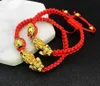 Bracelets porte-bonheur 10 pièces/lot haute qualité chanceux rouge corde Pixiu couleur or tibétain bouddhiste Bracelet réglable pour les femmes Melv22