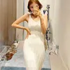 Women Dress Knitted Dresses Long Maxi Oversize Knitting Robe Vestidos Elastic Bodycon Summer Sexy Slim 210423