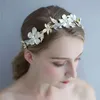 Tiara da sposa floreale in oro chiaro fatta a mano in cristallo da sposa corona di vite moda donna copricapo gioielli per capelli della sposa