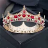 Baroque Royal King Diadem Men Crystal Pearls Metal Tiaras Wedding Crown Hair Jewelry Big Head Ornaments Prom Party Accessories