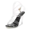 Dress Shoes Female High Heels Women Sandals PVC Solid Color Fish Mouth Shape Stiletto Strap Low Top Buckle Womens Platform