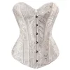 Women Jacquard 12pcs Plastic Boned Overbust White Bridal Corset Back Padded Lingerie Top Body Shaper Lace Up Corselet Plus Size XXS-6XL Pink White Red Black