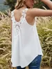 Kvinnors Lace Ärmlös Vest Summer Casual Tillbaka Patchwork Hollow Out U-Neck Tank Toppar Lösa Solid Pullovers Camisole 210522