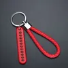 Anti-lost Car Keychain Phone Number Card Keyring Leather Bradied Rope Auto Vehicle Key Chain Holder Accessories Keyfob