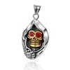 Skull Head Pendant Stainless Steel Jewelry Customized Personality Ghost Skeleton Men's Hip Hop Punk Necklace with Red Eye Stone