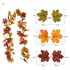 Faux Greenery Artificial Maple Leaf Garland Hängande Vine Thanksgiving Halloween Hem Garden Eldstad Bröllop Fall Inredning KDJK2107