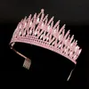 Klipy do włosów Barrettes Bridal Crown Headwear Urodziny Headdress Pink Dżetów Retro Luksusowe akcesoria do kobiet LL @ 17