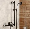 Black Antique Brass Wall Mount Shower Faucet Set Bath And With Slide Bar Cold Water TapH9589 Bathroom Sets9013103