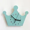 Nordic Wood Crown Cown Clock Детская Девушка Украшения Комнаты Современный Дизайн Willent Не тикание Розовые Часы Принцессы Висит Украшения 210401