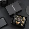 Polshorloges Kerstmis geschenken voor echtgenoot vader heren kwarts roestvrijstalen horloge luxe horloges met kalender man armband cadeau set doos