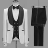 2021 Nova marca desenhos homens ternos para casamento feito sob encomenda feitos em branco Paisley Blazer Partido Prom Ternos Groomsmen Noivo Mens Tuxedo