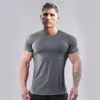 Coton Slim Fit Manches courtes Sports d'été pour hommes T-shirt à col rond élastique Muscle Brothers Fitness Costume Demi-manche respirant mince T-shirt X0322