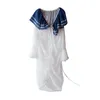 독립 디자이너 가을 국가 스타일 아티스트 인쇄 네이비 칼라 주름 셔츠 E752 남자 드레스 셔츠