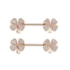 14G Four Leaf Clover Nipple Rings Stainless Steel Butterfly Dangling Nipples Ring Shield Barbell for Women and Grils