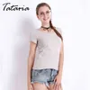 T-shirts pour femmes haut d'été Femme blanc t-shirt Femme à manches courtes col en V t-shirt amis T Tataria 210514