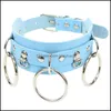 Ciondoli Girocolli Girocollo in pelle blu Pu Collane Gioielli per Cool Girl Collare con rivetti in acciaio inossidabile Party Club Abbigliamento alla moda Aessories