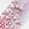 Earrings & Necklace Women's 7 Rows Dark Pink Round Shell Simulated-pearl Crystal High Grade Elegant Jewelry Set 19-27.5inch B1298