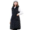 Automne hiver gilet femmes coton rembourré chaud épaissir longue femme femme à capuche parka veste gilet grande taille 210915