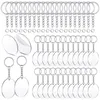 PC's acryl sleutelhanger blanco's met sleutelhangers springen ronde duidelijke schijven cirkels kleurrijke kwast hangers sleutelhangers