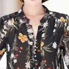 Kvinnor Spring Autumn Style Chiffon Bluses Shirts Lady Casual Vneck Flower Printed Chiffon Blusas Tops DF3796 210401
