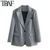 TRAF, chaqueta holgada de un solo botón a la moda para mujer, abrigo Vintage con bolsillos de manga larga, prendas de vestir exteriores para mujer, Veste Chic 210415