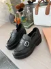 Black Leather formal shoes 2-color pgraded casual sho es women's leather spring and autumn 2021 designer oversized shape design 35-41