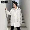 IEFB Men's Clothing Spring Shirt With Eye-catching Rope Wearing Personality Design Loose Casual Long Sleeve Shirt 9Y6650 210524