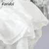 フォノルコットンパフスリーブデイジープリントホワイトサマードレス女性ビンテージビーチホリデーホーホーショートレースアップドレスフランス語210415