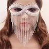 El yapımı Rhinestone Püskül Zincir Masquerade Maske Takı Kadınlar Için Lüks Kristal Kafa Dekor Kapak Yüz Aksesuarları