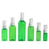 Pet Green Green Perfume Bottles Bottles White Press Spray Bomba Limpar tampa de garrafa recarregável Recipientes de embalagem cosmética 10ml 15ml 20ml 30ml 50ml 60ml 100ml