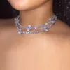Iced Out CZ Butterfly Tennis Chain Bling Hip Hop Women Jewelry Cubic Zirconia Choker Halsband