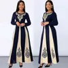 Женская элегантная мусульманская абая с длинным рукавом 2021 исламская пэчворк напечатана вокруг шеи Party осенние лодыжки Maxi платье