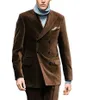 Casaco de terno de veludo dos homens alaranjados 2 peças dobro dobro doivo doivo do noivo slim fit casamento (blazer + calças) Blazers