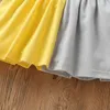 Mädchen Sommer Langarm Europäisches und Amerikanisches Kleid Patchwork Flare Sleeve Kleider für Kinder Kinder Ins Prinzessin Kleid Q0716