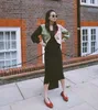秋のスタイリッシュな色のコントラストカラーブレザーヴィンテージ女性スリムベルトウエスト長袖スーツかわいいコートストリート壁のwear 210429