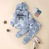 Autumn Winter Kids Tie Dye Clothing Sets Boys Letter Print Outfit Toddler Long Sleeve Hoodie Suit