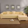 Velvet Plush L Shaped Sofa Cover for Living Room Elastic Corner Slipcover Chaise Longue Couch Stretch 211207