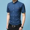 Solidna koszula Męskie Letnie Casual Slim Formalne Koszule Mężczyźni Pracy Biznes Marka Camisas Patchwork Krótki Rękawem Koszulki Homme 19 + Kolory 210524
