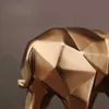 Modern Abstrakt Golden Elephant Statue Resin Prydnad Hem Dekoration Tillbehör Gåvor för Skulptur Animal Craft 210827