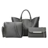 HBP High Quality PU Leather Women Handbags Fashion Casual Ladies 3 Pieces Set Tote Shoulder Bag New Famous Designer Women Bags