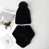 Beanie/Skull Caps Cappello di pelliccia da donna Inverno Natural Rex Sciarpa Berretti caldi in due pezzi Davi22