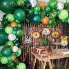 109ピースジャングルサファリテーマパーティーバルーンガーランドキット動物風船ヤシの葉のための子供たちの男の子の誕生日ベビーシャワーの装飾220217