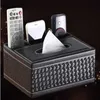 Creative Rectangle Lederen Tissue Box Cover Desk Makeup Cosmetische Organisator Remote Controller Houder voor Home Office Automotive 210818