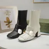 Venda Quente-Botas Botas Mulher Cowhide Zipper Metal Fivela Designer Ankle Boot 100% Leather Lady Lady Heaver Saltos Moda