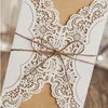 (100 pieces/lot) Laser Cut Lace Indian Wedding Invitation Card Customize Print Birthday Invitations With Kraft Paper IC117