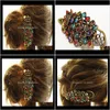 Jewelry Jewelrywomen Crystal Hairpins Fashion Peacock Clips Women Hair Jewelryps2445 Drop Delivery 2021 Zsbwi