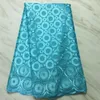 5Yards/pc Wonderful Royal Blue Embroidery African Cotton Fabric Swiss Voile Lace Match Rhinestones Decoration PL12811