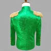 Yeşil Pullu Askeri Davulcu Blaze Ceket Erkekler Marka Standı Yaka Steampunk Suit Ceket Erkek Balo Sahne Kostüm Homme 5XL 210522