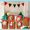 Gift Event Festive Supplies Home & Gardengift Wrap 1Pc Kraft Paper Candy Box Christmas Packaging Handbag Craft Bakery Biscuits Package Bags